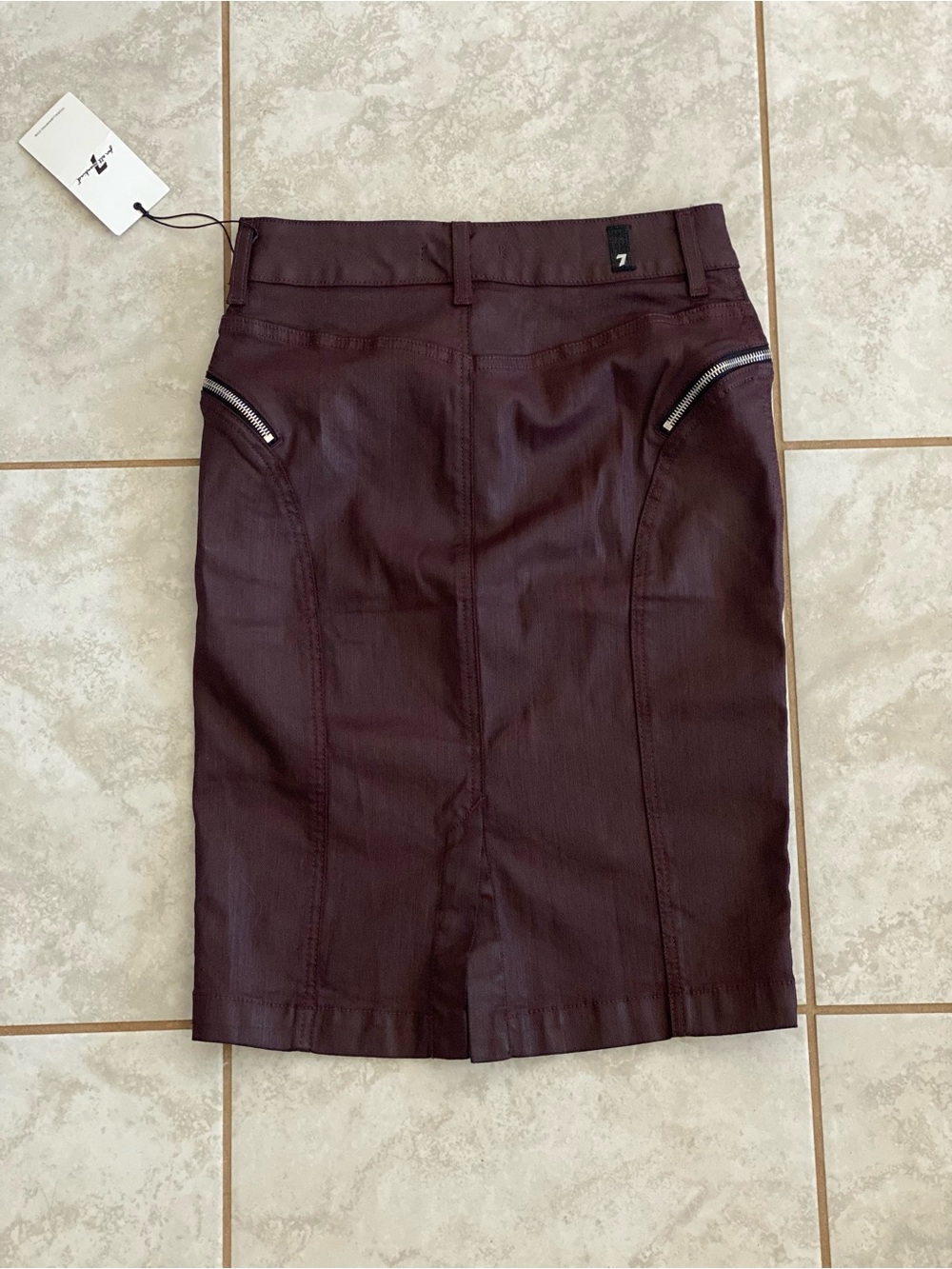 7 for All Mankind Coated Denim Pencil Skirt - Picture 2 of 3